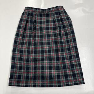 Vintage Pendleton Black Stewart Tartan 100% Wool Skirt Women 10 Petite Academia